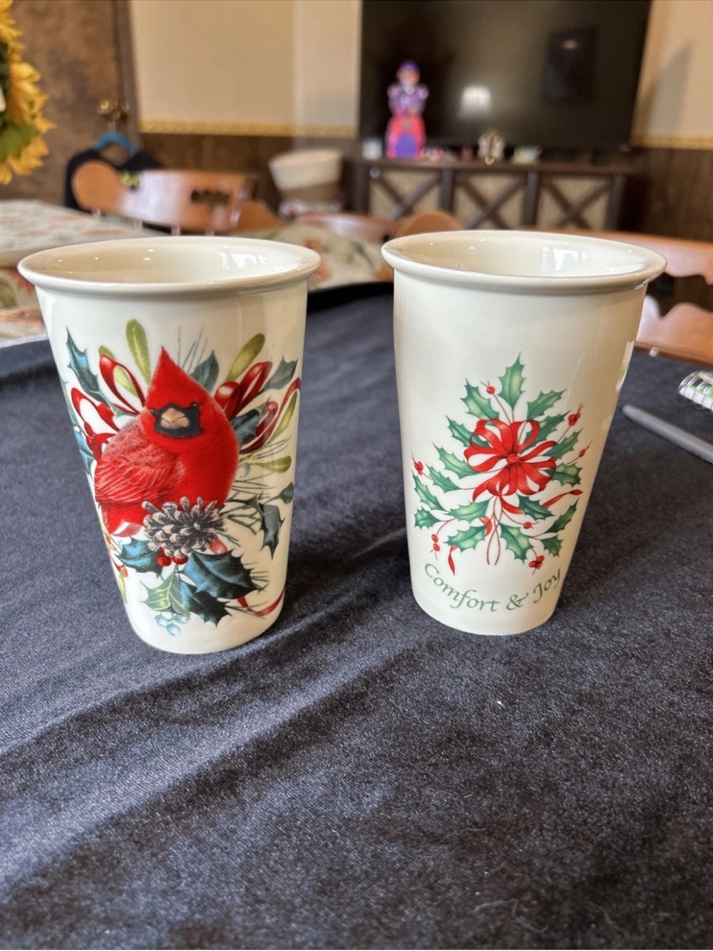 Pair of Lenox Holiday Travel Mugs